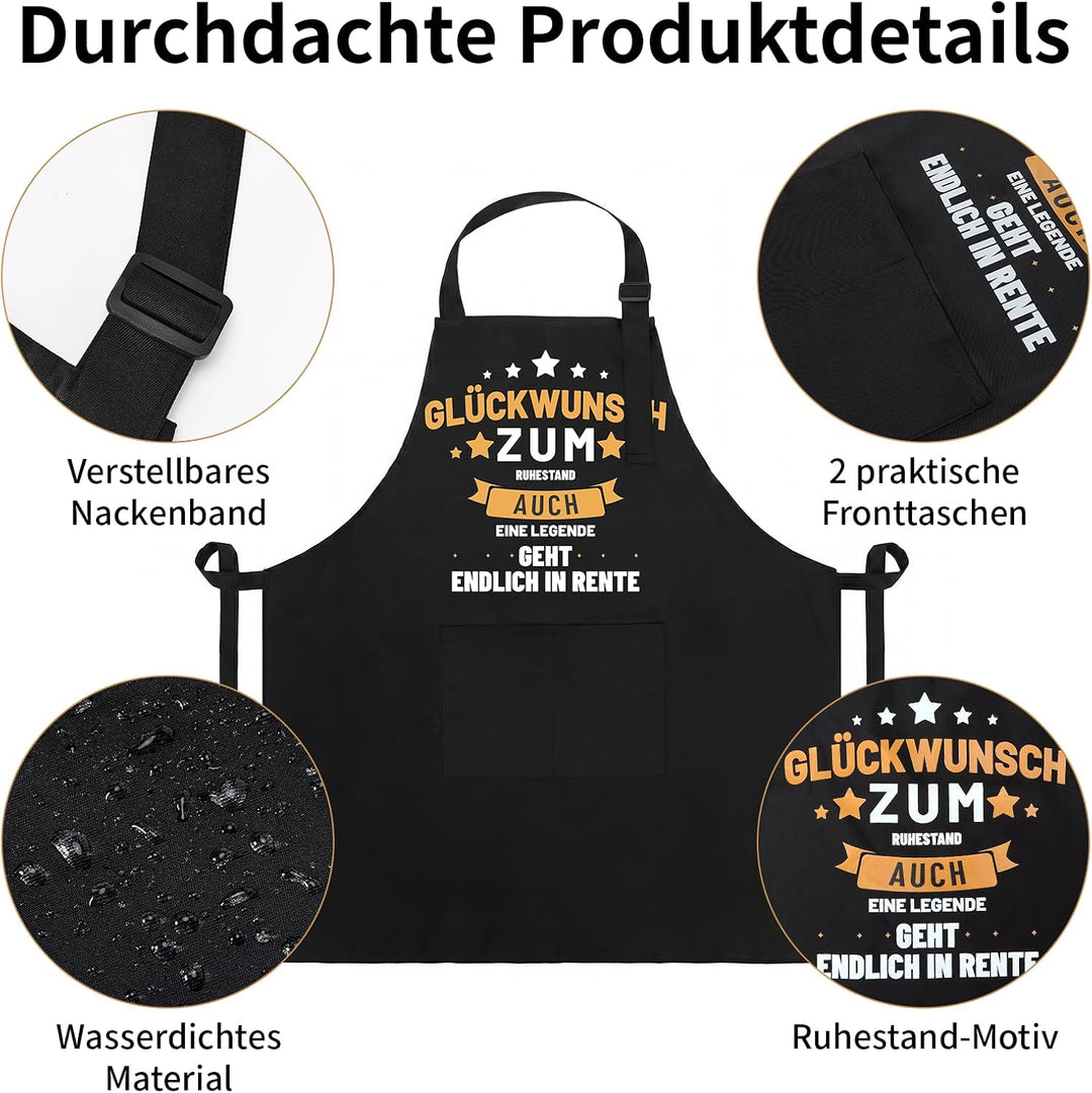 Defresit Ruhestand Geschenk Männer – Grillschürze, Bambus Schneidebrett mit Lustiges Geschenk zum Re