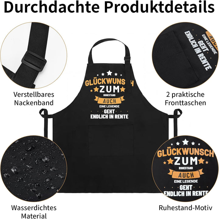 Defresit Ruhestand Geschenk Männer – Grillschürze, Bambus Schneidebrett mit Lustiges Geschenk zum Re