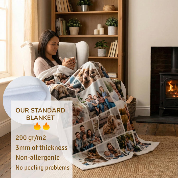 Wanapix | Personalisierte Fleecedecke mit Foto und Text | Anti-Pilling | 290 g/m² | Original Sofa-/B