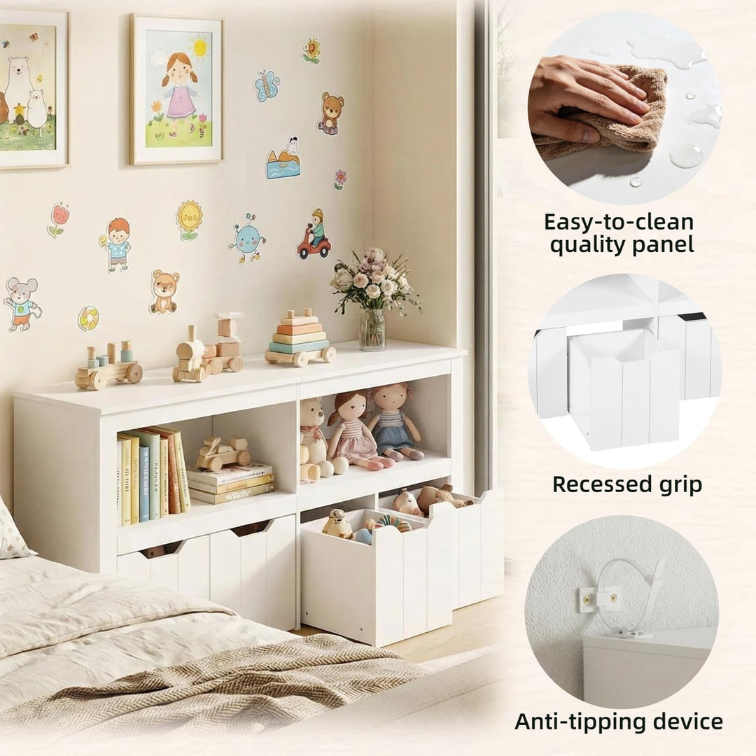 Kinderregal Spielzeugregal mit Boxen,Kinderzimmer Regal Kinder Bücherregal mit Kinderkommode,Spielze