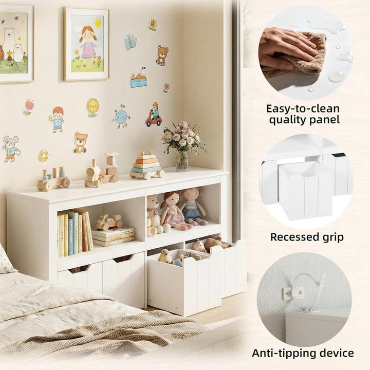 Kinderregal Spielzeugregal mit Boxen,Kinderzimmer Regal Kinder Bücherregal mit Kinderkommode,Spielze