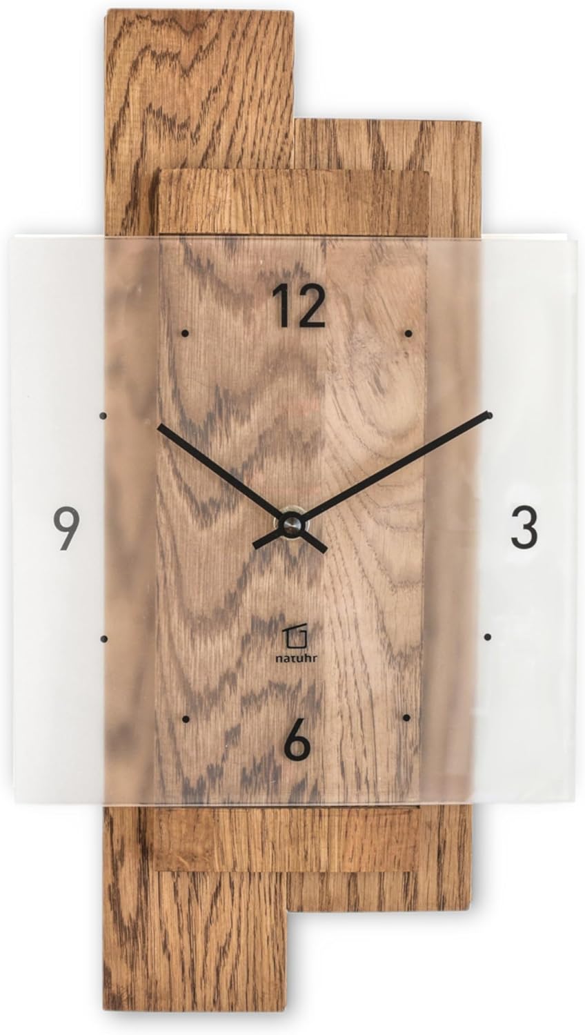Natuhr Wanduhr Holz Räucherwald geräuscharm Eiche Massivholz Mineralglas U.T.S. Uhrwerk (Räuchereich