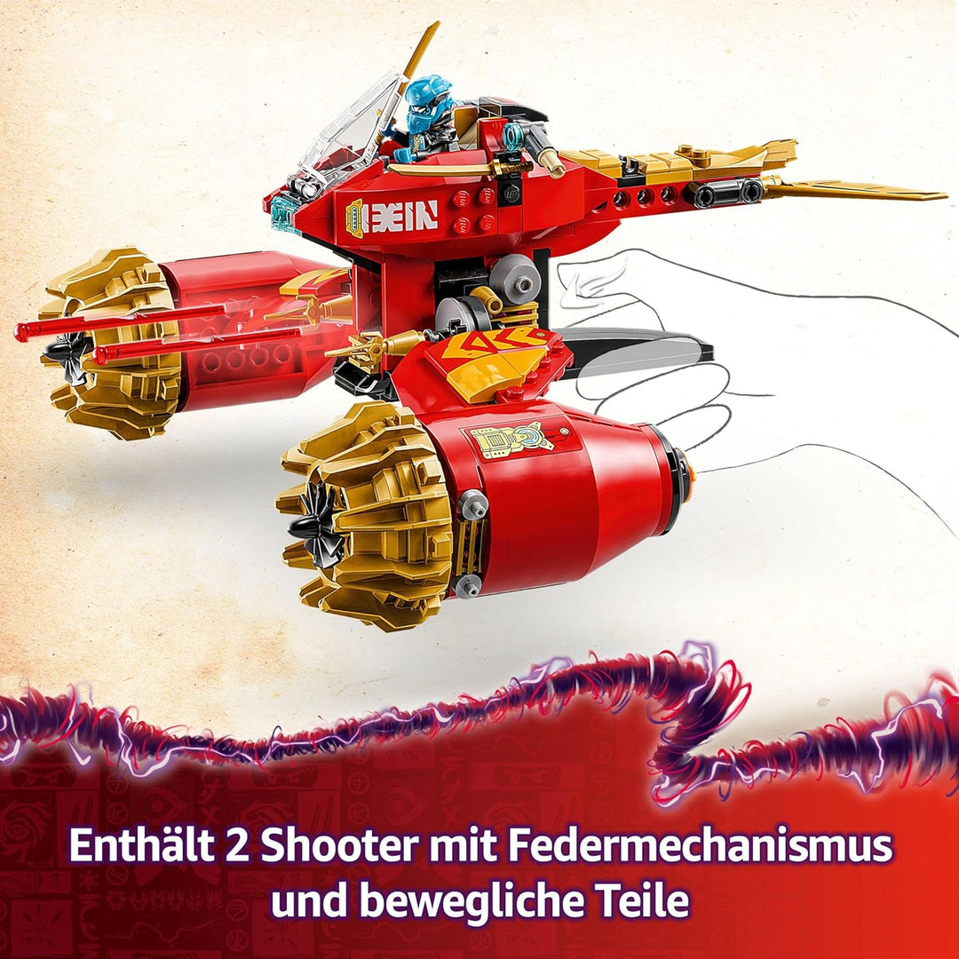 LEGO NINJAGO Kais Sturmreiter-Mech - Fliegendes Motorrad Spielzeug mit 3 Minifiguren - Mech mit bewe
