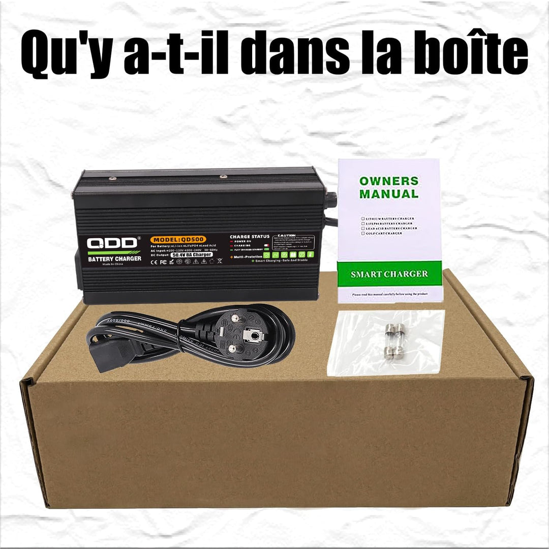 QDD 50,4 V 8 A Lithium-Ladegerät mit Kühlsystem für 12S 44,4 V Lithium-Batterie DC XT60 Stecker