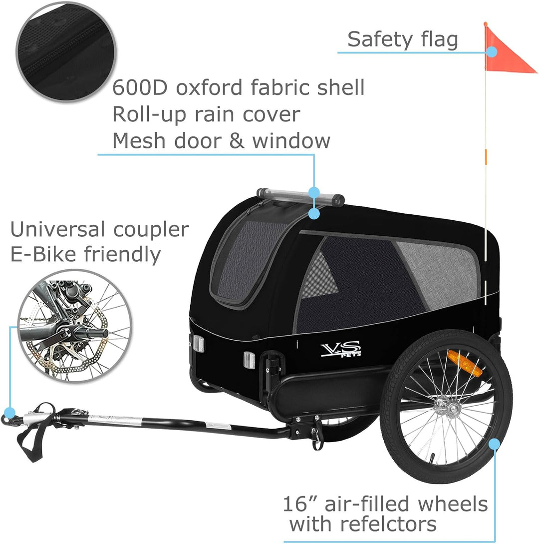 Tiggo VS Medium Hundeanhänger Fahrradanhänger für Hunden bis 23kg Schwarz, Schwarz