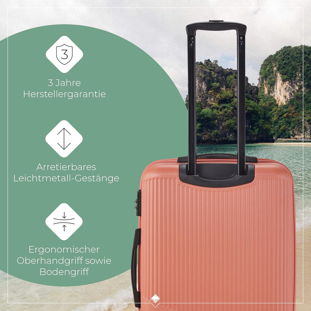 travelite 4-Rad Hartschalenkoffer mittelgross 65 Liter, Gepäck Serie BALI: ABS Hartschalen Trolley m