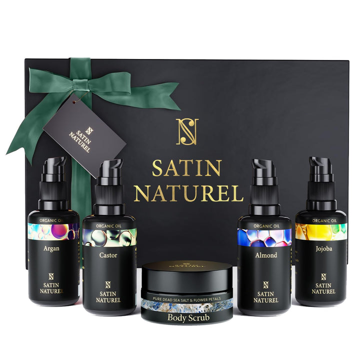 Weihnachtsgeschenke für Frauen - Verwöhnendes Geschenkset Frauen mit BIO Arganöl + Rizinusöl + Mande