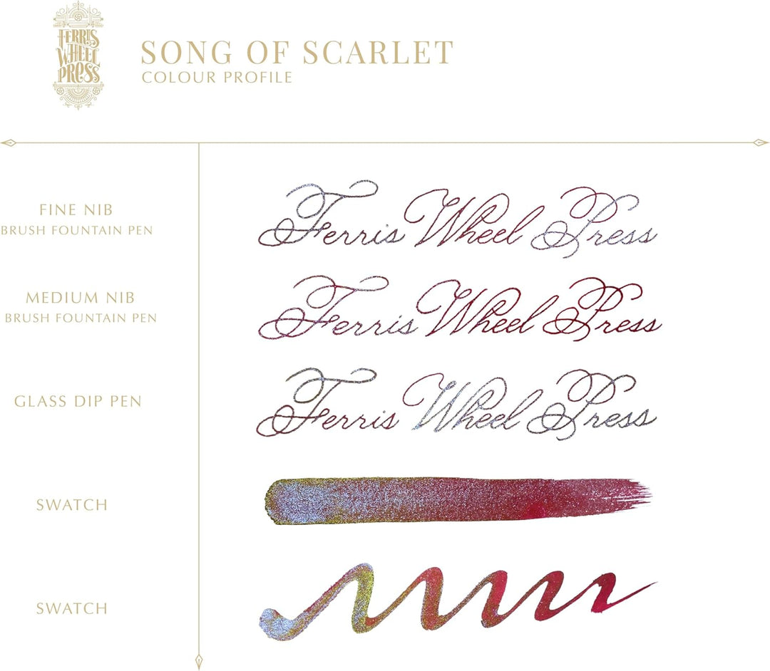 Ferris Wheel Press Fountain Pen Ink | FerriTales Collection | Scarlet Red with Blue Shimmer and yell