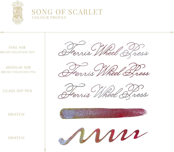 Ferris Wheel Press Fountain Pen Ink | FerriTales Collection | Scarlet Red with Blue Shimmer and yell