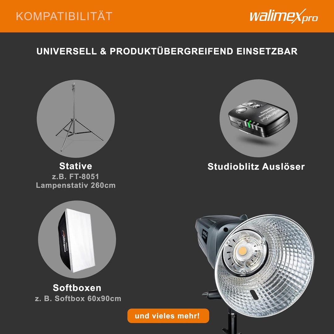 Walimex pro Emerger 200 Studioblitzleuchte - leistungsstarke Studio Blitzleuchte mit 2,4 GHz Empfäng