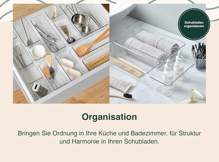 uandu Schubladen Organizer 50er Set mit 4 Grössen – Schminktisch & Kosmetik Aufbewahrung für Schubla
