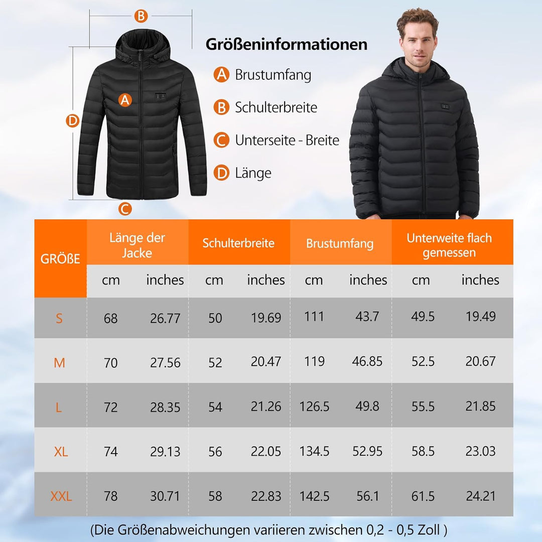 Mincoo Beheizbare Jacke Herren Damen, Winter Elektrische Herren Beheizte Jacke USB Lade Heizmantel M