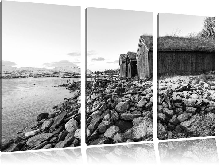 Pixxprint Küste der norwegischen See Tromso als Leinwandbild/Grösse: 3 Teilig (120x80) cm/Wandbild/K