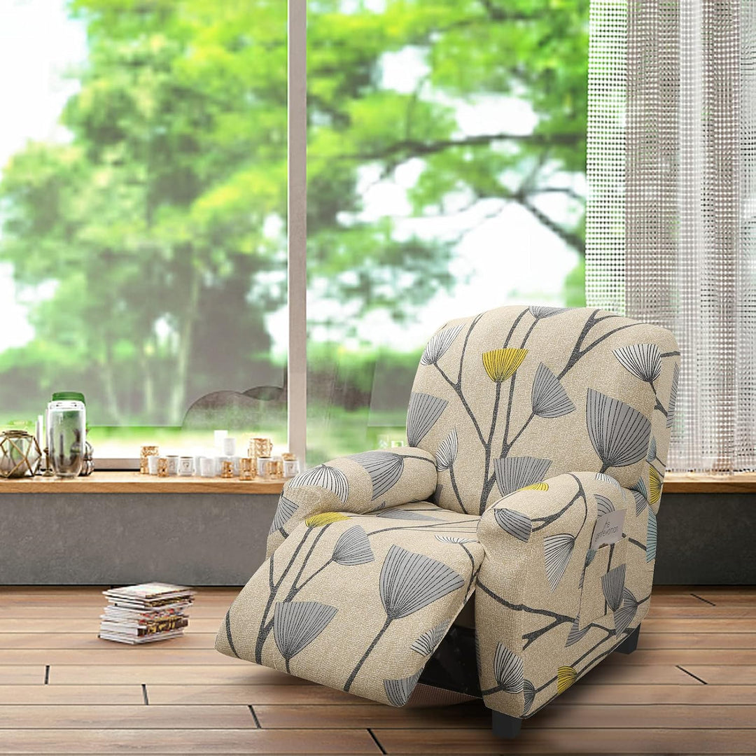 Stretchhusse für Relaxsessel - 4-Teilig Set mit Seitentasche, rutschfest, waschbar - Recliner Cover,