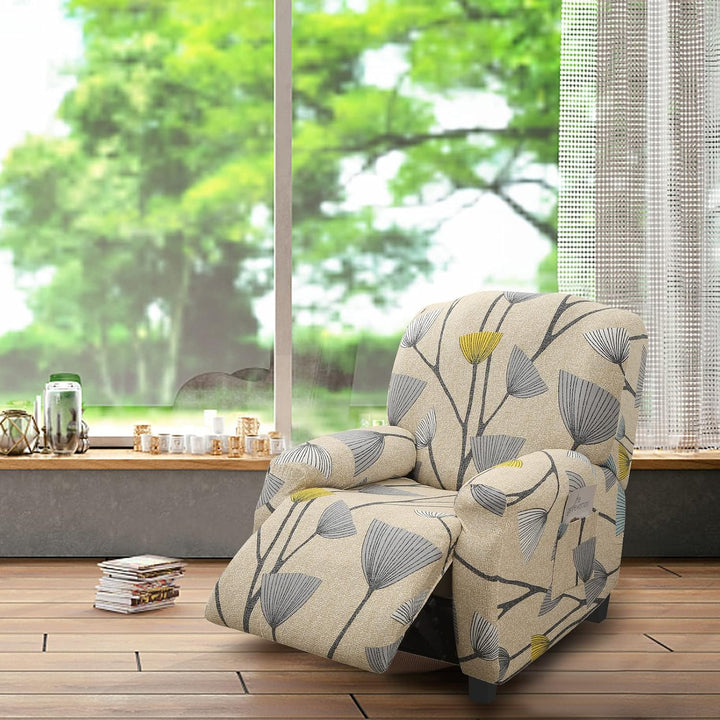 Stretchhusse für Relaxsessel - 4-Teilig Set mit Seitentasche, rutschfest, waschbar - Recliner Cover,