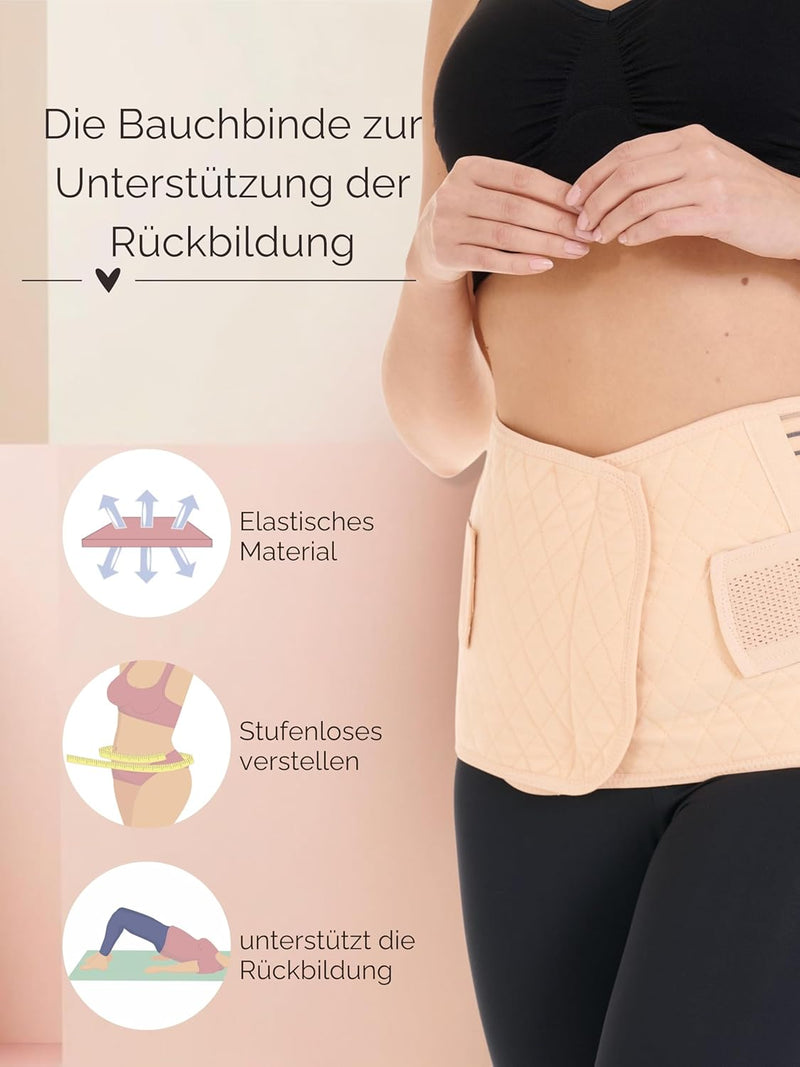 Herzmutter Bauchbinde Postpartum - Rückbildung nach Schwangerschaft-Kaiserschnitt-OP - verstellbarer