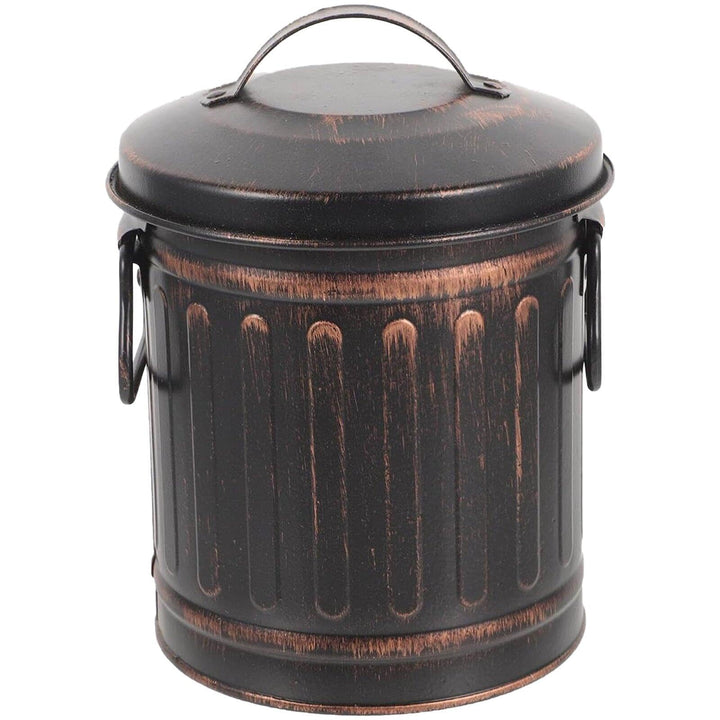 Ascheeimer mit Deckel, Mini-Eimer aus Metall im Vintage-Stil für Kohle und heisse Asche für Kamin, F