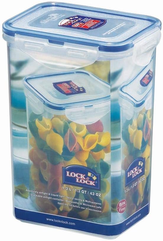 Lock & Lock Frischhaltedose, Vorratsdose, transparent, 1,3 l, rechteckig hoch, 6 Stück, 135 x 102 x