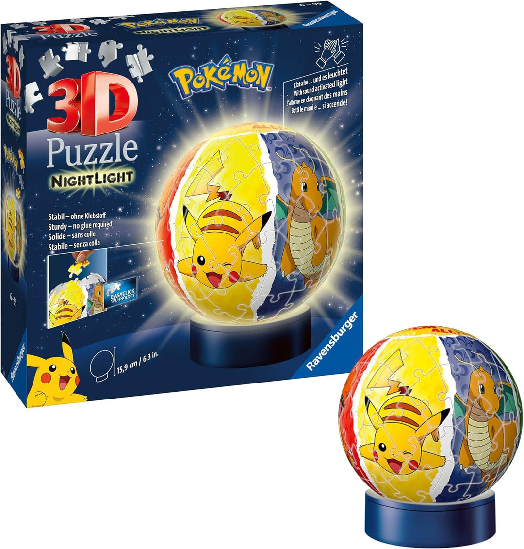 Ravensburger 3D Puzzle 11547 - Nachtlicht Puzzle-Ball Pokémon - 72 Teile - für Pokémon Fans ab 6 Jah
