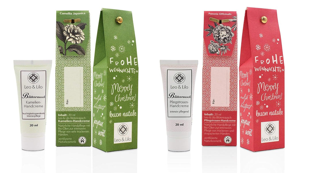 Leo & Lilo Handcreme Geschenkset Kleiner Weihnachtsgruss - 6 einzeln verpackte Naturkosmetik zertifi