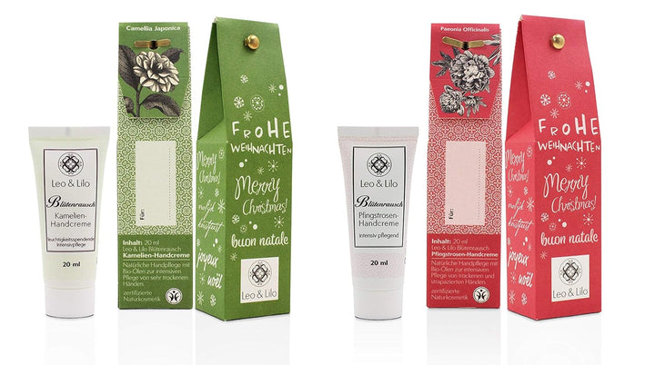 Leo & Lilo Handcreme Geschenkset Kleiner Weihnachtsgruss - 6 einzeln verpackte Naturkosmetik zertifi