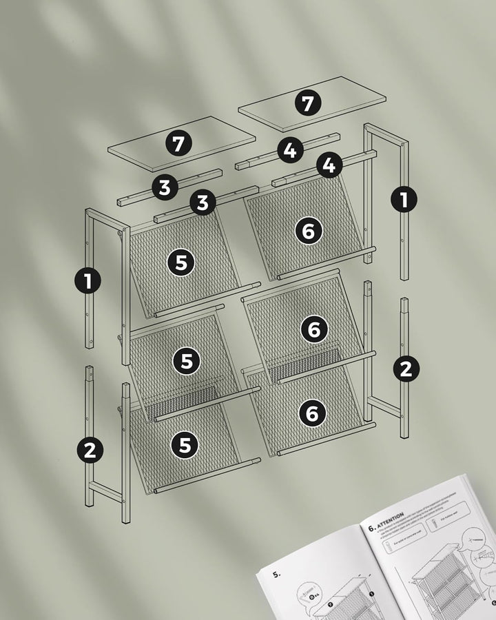 Schuhregal, 4-stufige Schuhablage, Schuhschrank schmal, Schuhständer, Schuhaufbewahrung, Schuh-Organ