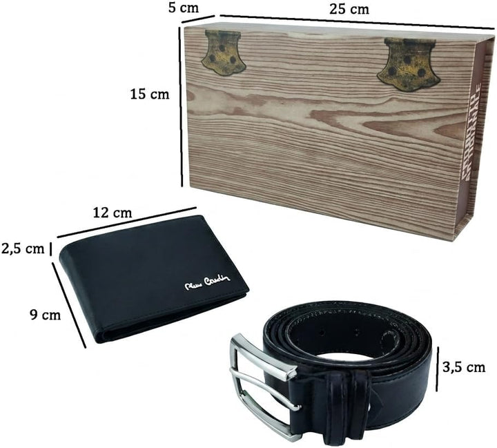 Pierre Cardin Herren-Geschenkbox, Geldbörse mit RFID-Schutz und Echtledergürtel