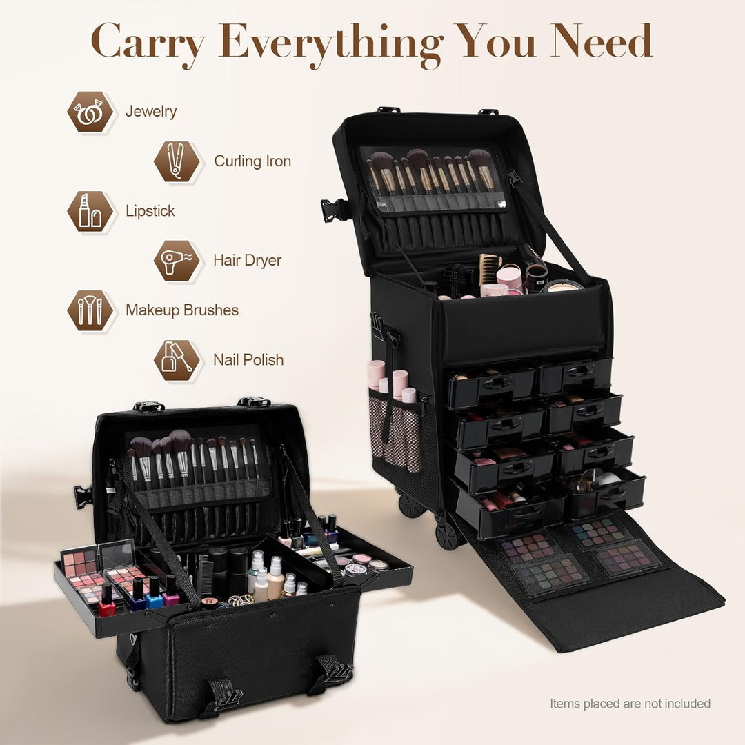 Kosmetikkoffer Trolley, 2 in 1 Gross Make Up Koffer Kosmetik Trolley Friseurkoffer Schminkkoffer mit