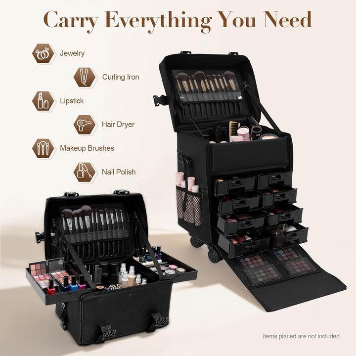 Kosmetikkoffer Trolley, 2 in 1 Gross Make Up Koffer Kosmetik Trolley Friseurkoffer Schminkkoffer mit
