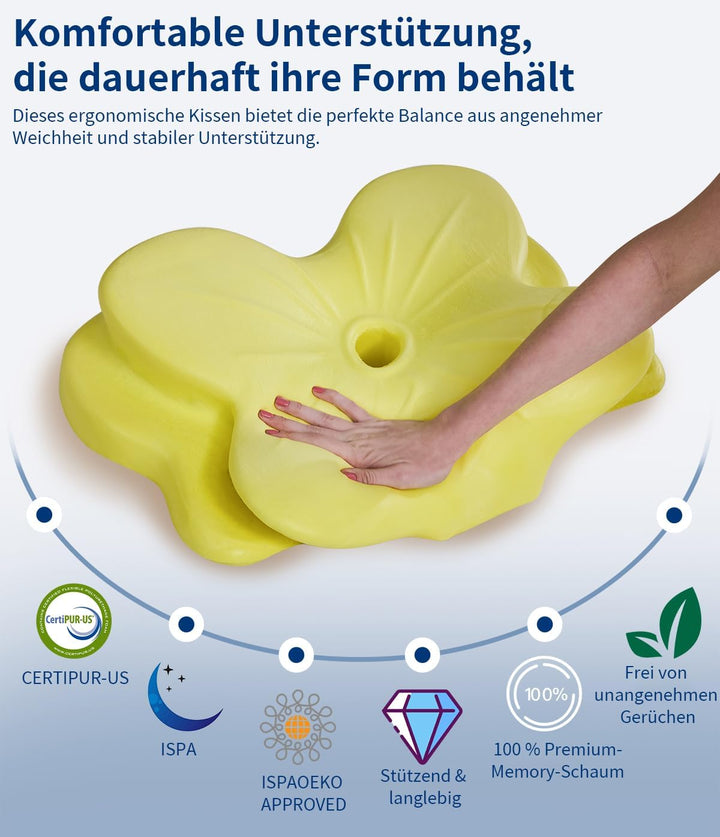 Nackenkissen, ergonomische Memory-Schaum-Kissen zur Linderung von Nackenschmerzen mit atmungsaktivem