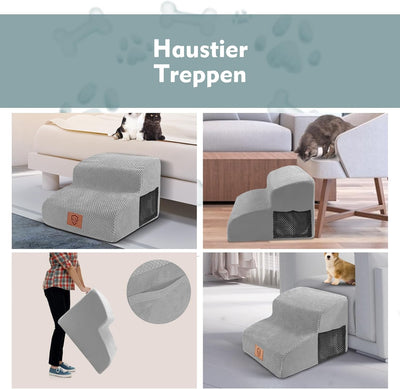 Myiosus Hundetreppe 2 Stufen, Tragbar Haustiertreppe aus Hochdichtem Schwamm für Kleine Hunde, Dog S
