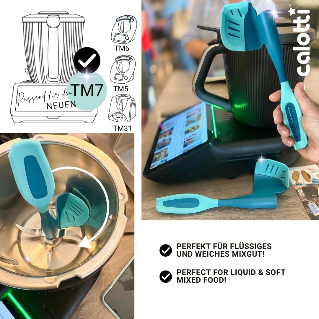Calotti® Drehkellenspatel Silikon +, für Thermomix® TM6®,TM5® und TM31®. Einfaches Aufnehmen von Mix