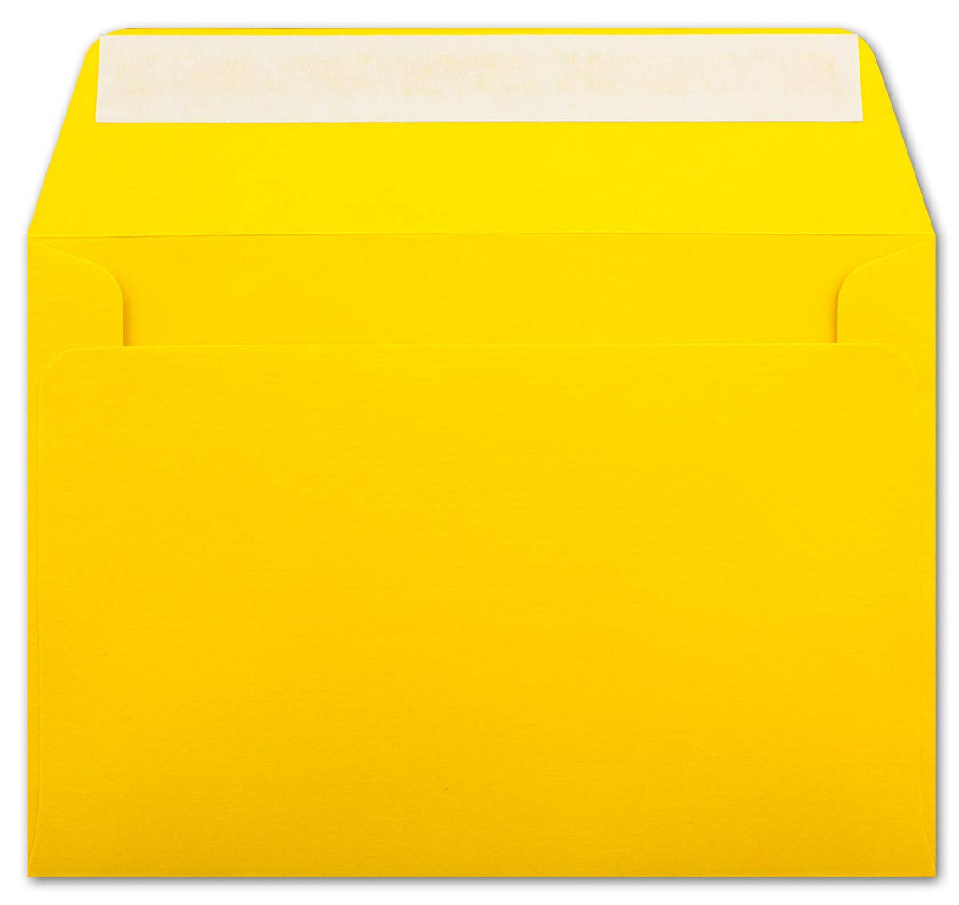 700 gerippte Briefumschläge DIN C6 Sonnenblumengelb - 11,4 x 16,2 cm - 100 g/m² Post-umschlag ohne F