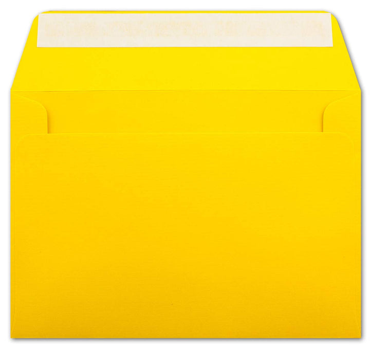 50 gerippte Briefumschläge DIN C6 Sonnenblumengelb - 11,4 x 16,2 cm - 100 g/m² Post-umschlag ohne Fe