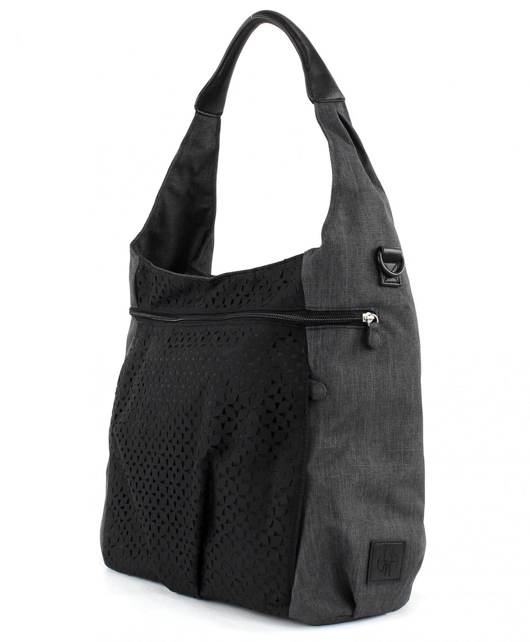LÄSSIG Baby Wickeltasche Babytasche Stylische Tasche inkl. Wickelzubehör/Casual Hobo Bag Black Schwa