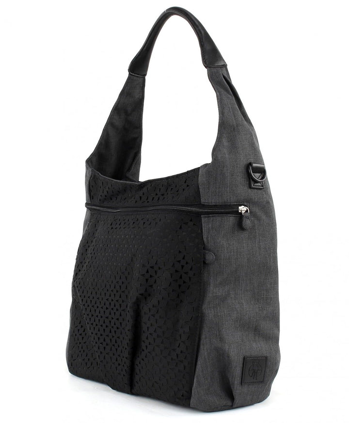 LÄSSIG Baby Wickeltasche Babytasche Stylische Tasche inkl. Wickelzubehör/Casual Hobo Bag Black Schwa