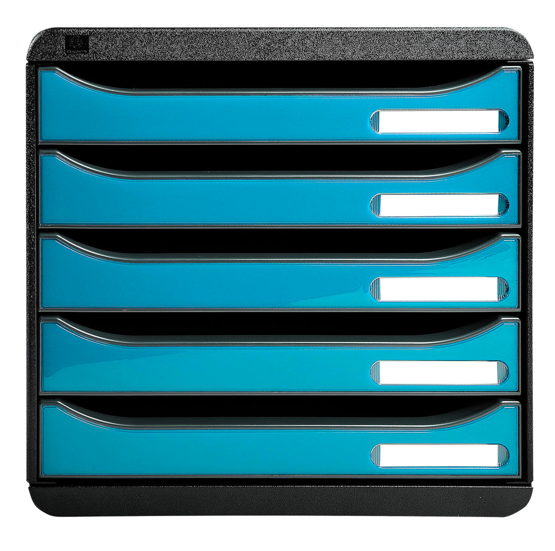 Exacompta 3097282D Premium Ablagebox mit 5 Schubladen für DIN A4+ Dokumente. Stapelbare Schubladenbo