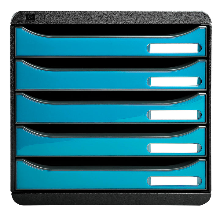 Exacompta 3097282D Premium Ablagebox mit 5 Schubladen für DIN A4+ Dokumente. Stapelbare Schubladenbo