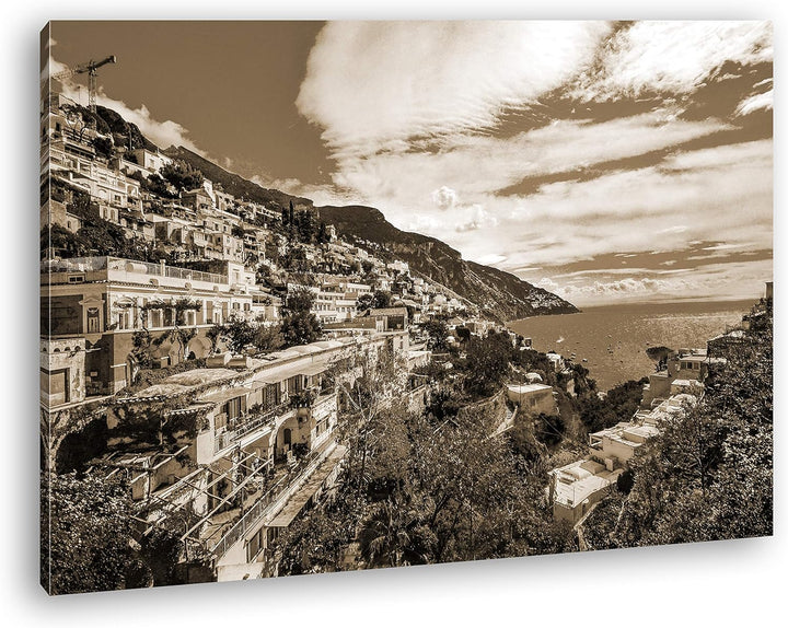 deyoli Amalfi Küste in Italien Format: 100x70 Effekt: Sepia als Leinwandbild, Motiv fertig gerahmt a