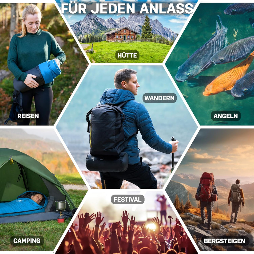 NORDBÄR® Schlafsack 3 Jahreszeiten & Sommer Ultraleicht [750g/1500g] | Camping Mumienschlafsack | kl