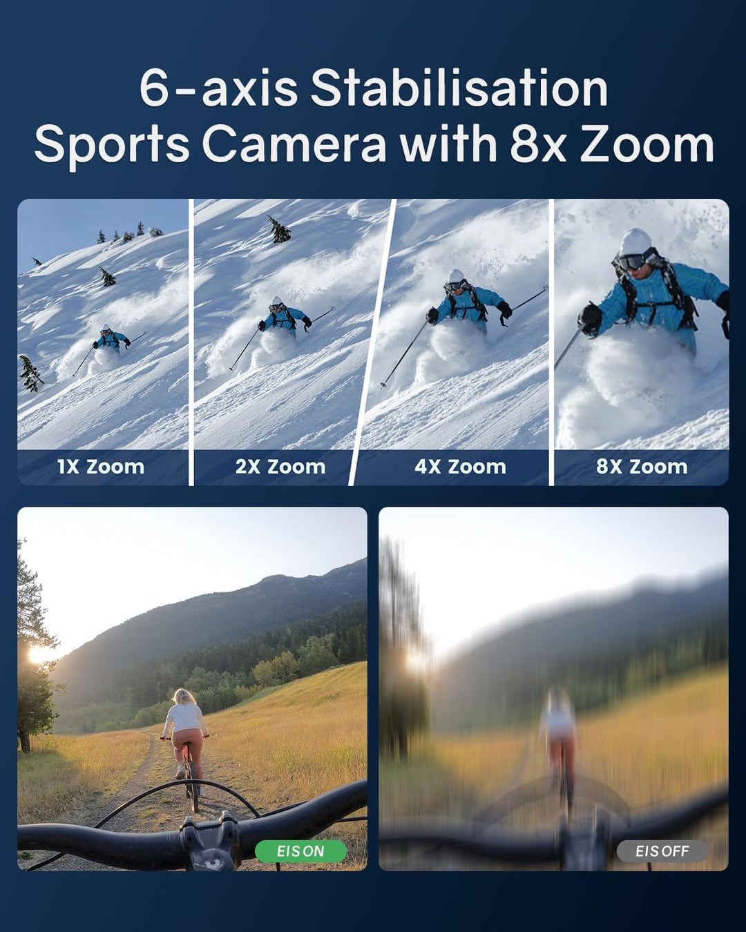 4K 60FPS Action Cam, Unterwasserkamera 48MP HD WiFi Kamera mit EIS 40M Wasserdicht Actionkameras Wei
