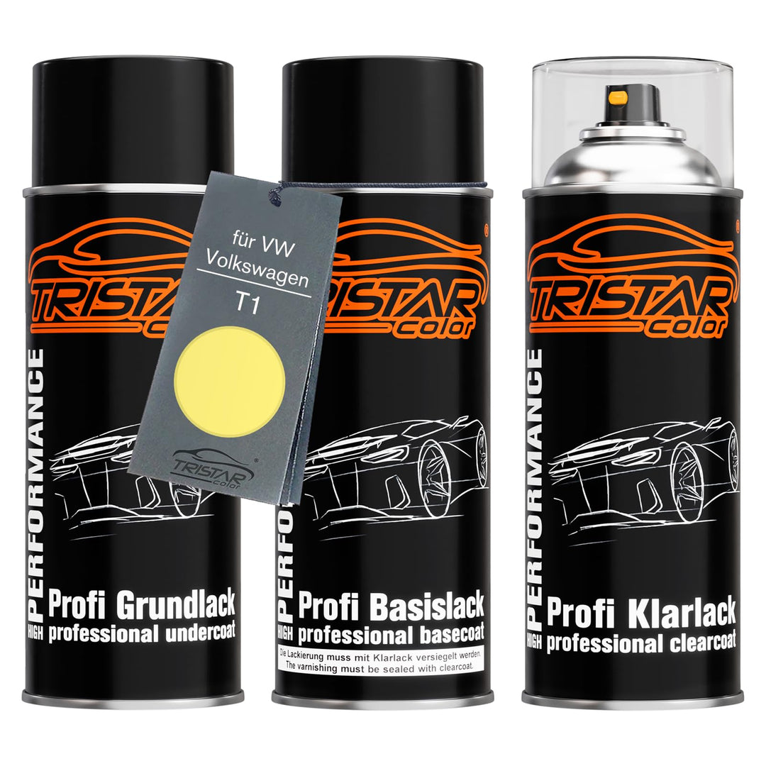 Autolack Spraydosen Set für VW/Volkswagen T1 Sunflower Yellow/Amarillo Sunflower Grundlack Basislack