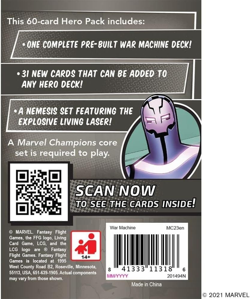 Fantasy Flight Games , Marvel Champions: Warmachine Hero Pack, Miniatures Game, Ages 12+, 1-4 Player