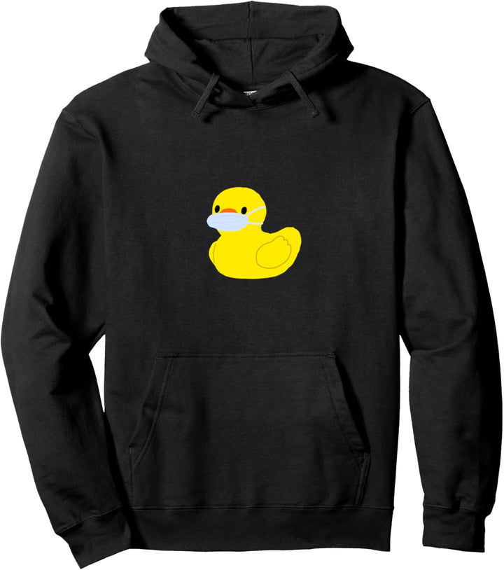 Yellow Rubber Ducky Duck Wearing a Mask Graphic Pullover Hoodie