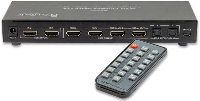 FeinTech VMS02400 HDMI 2.0 Matrix Switch Splitter 2 Eingänge 4 Ausgänge Audio Extractor 4K 60Hz HDR