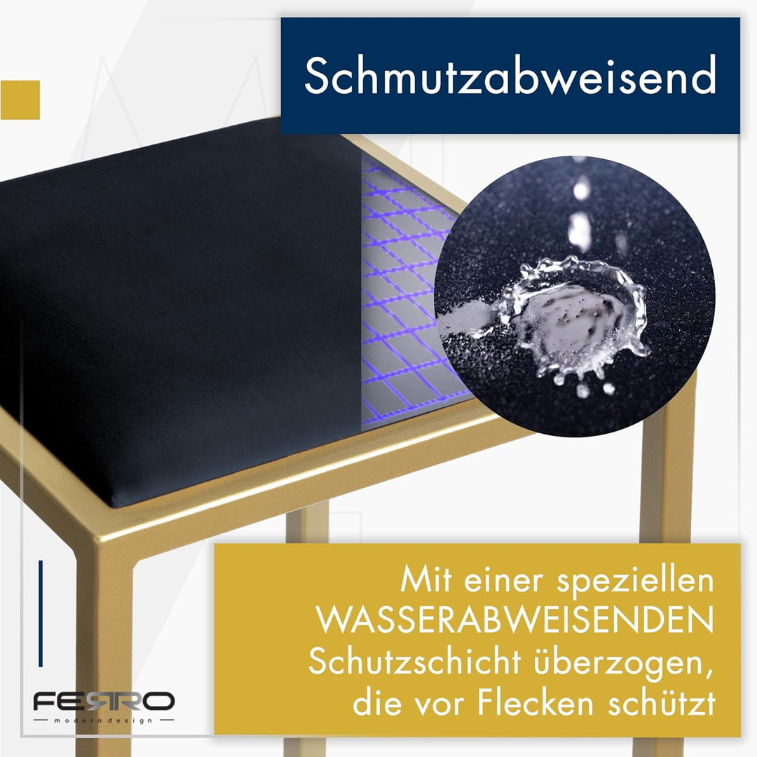FERRO modern design Barhocker Gold ohne Lehne 64 cm - Metal Barstuhl mit Gepolstertem Sitz - Loft St
