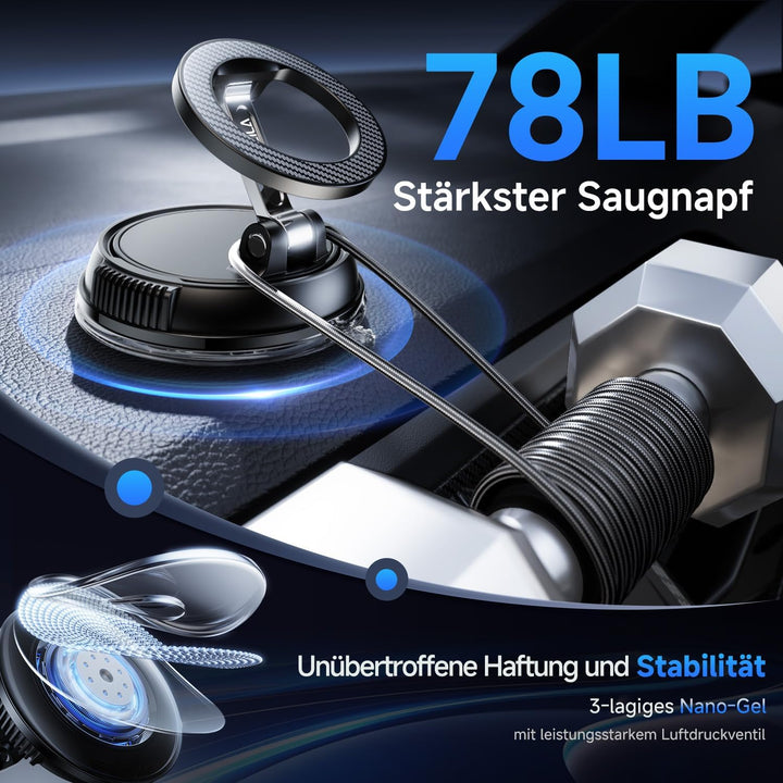 Vakuum Handyhalterung Auto für Magsafe Autohalterung [mit 78+LBS stärkste Saugkraft & 2400gf stärkst