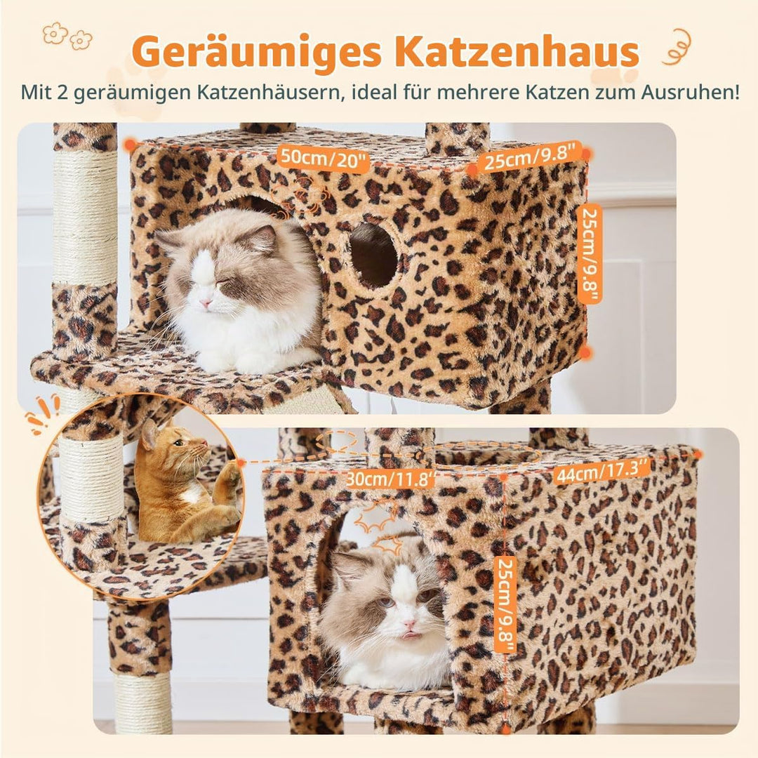 Taoqimiao 180CM Kratzbaum Gross, Katzenbaum Katzen Kratzbaum Grosse Katzen Stabil mit 2 Katzenhaus,