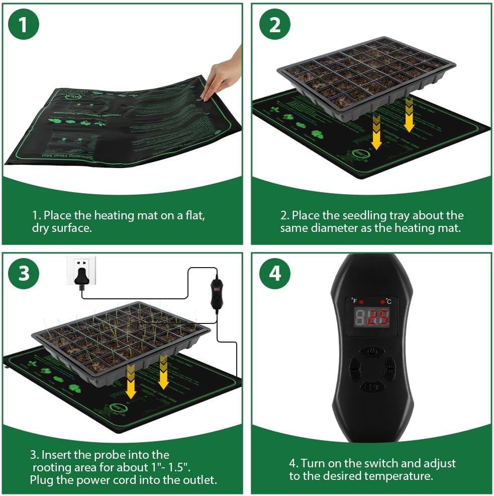 70W Heizmatte Pflanzen mit Thermostat - Schnelle Erwärmun, Feuerschutz, Wasserdicht - Sämlinge Heizm