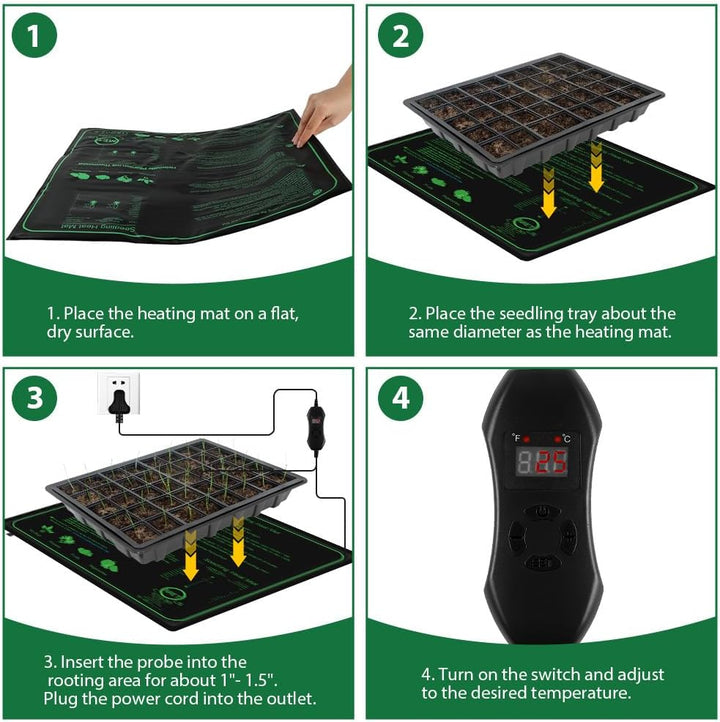 70W Heizmatte Pflanzen mit Thermostat - Schnelle Erwärmun, Feuerschutz, Wasserdicht - Sämlinge Heizm